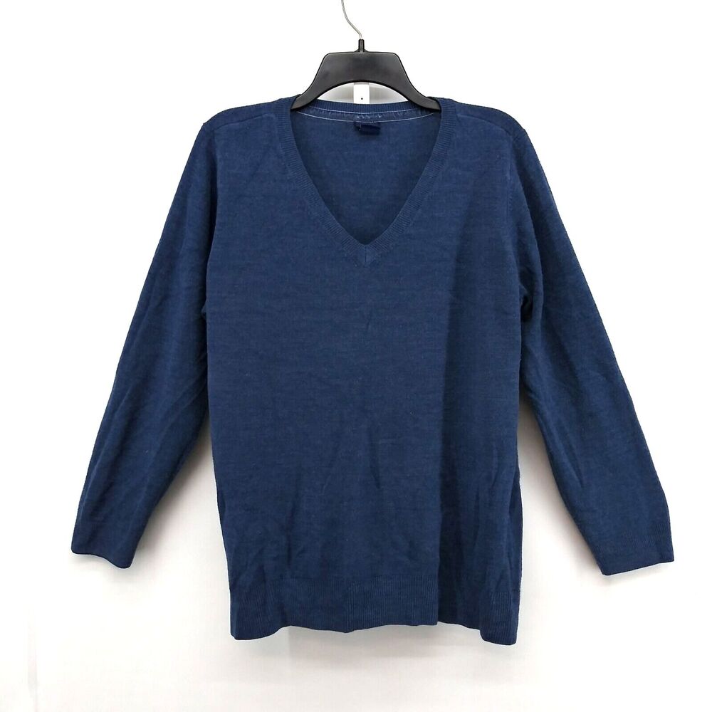 Basic Editions Sweater Womens Size 1X Blue V-Neck Long Sleeve Pullover Top